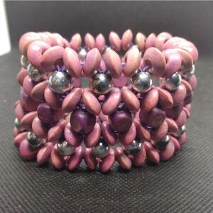 Pink and purple melt wooden‎ beaded bracelet B1312